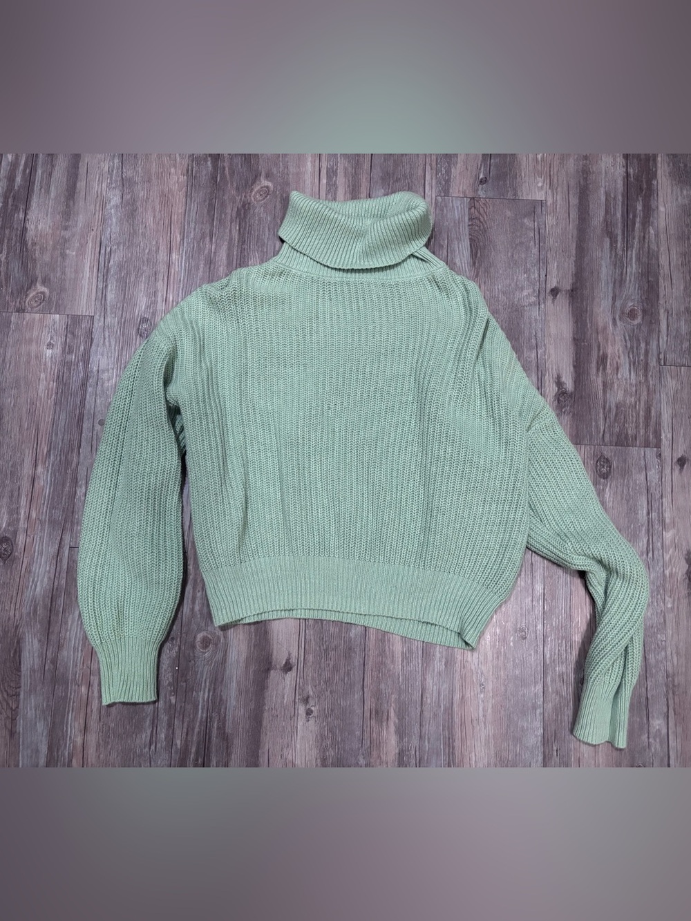 Turtleneck Chunky Knit Sweater in Sage Green